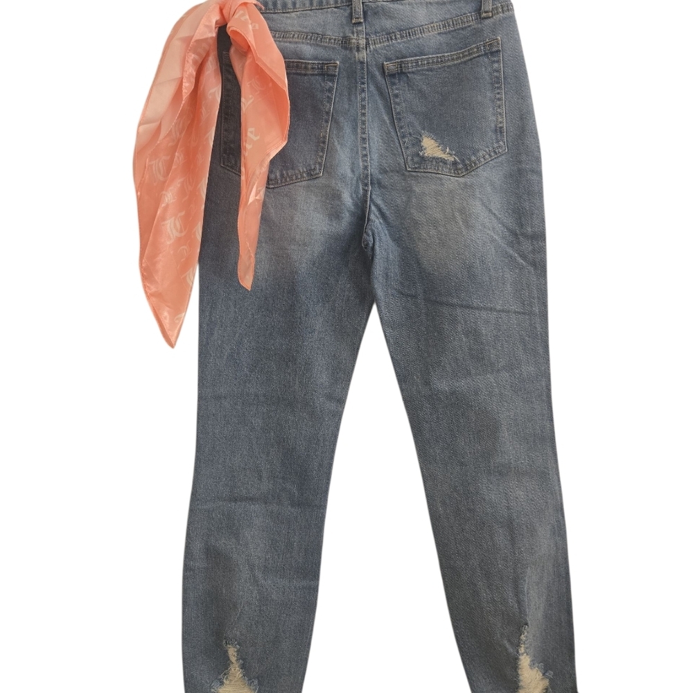 Medium Blue Distressed Stretch Denim Jeans Size 28 New - Picture 4 of 7